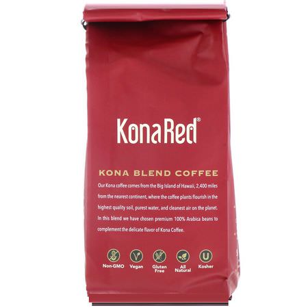中度烘焙咖啡: KonaRed, Kona Blend Coffee, Medium Roast, Ground, 12 oz (340 g)