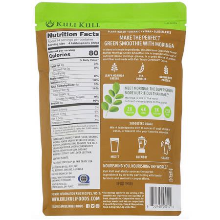 植物性, 植物性蛋白: Kuli Kuli, Organic Moringa Green Smoothie With Plant Protein, Chocolate Peanut Butter, 10.7 oz (302 g)