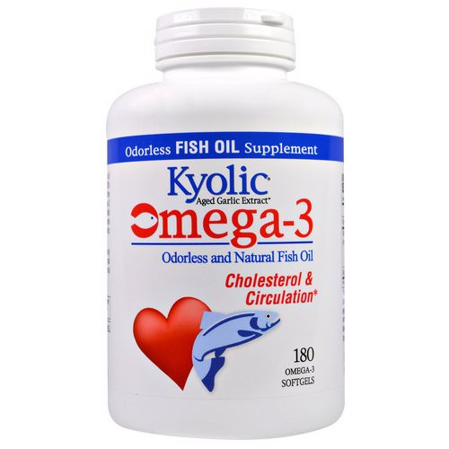 Kyolic, Omega - 3, Odorless and Natural Fish Oil, 180 Omega-3 Softgels Review