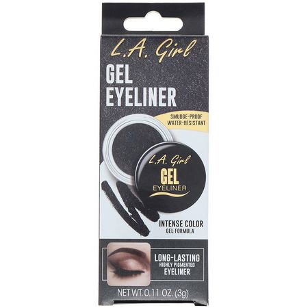 眼線筆, 眼睛: L.A. Girl, Gel Eyeliner, Black Cosmic Shimmer, 0.11 oz (3 g)