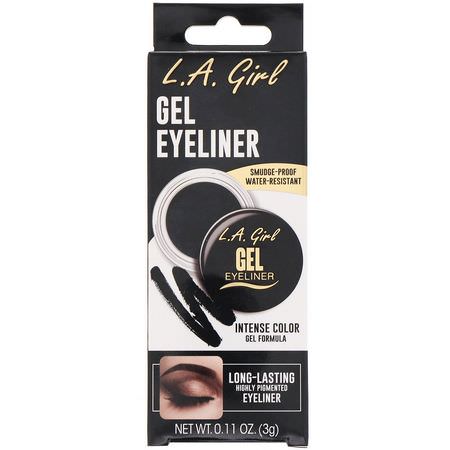 眼線筆, 眼睛: L.A. Girl, Gel Eyeliner, Jet Black, 0.11 oz (3 g)