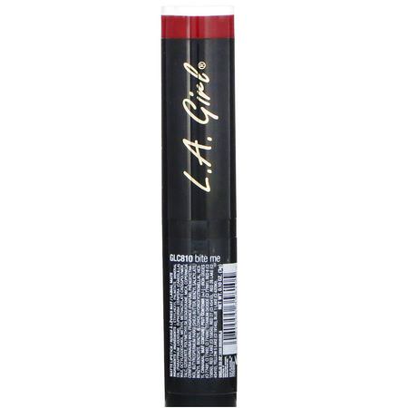 唇膏, 嘴唇: L.A. Girl, Matte Flat Velvet Lipstick, Bite Me, 0.10 oz (3 g)