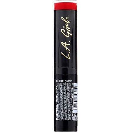 唇膏, 嘴唇: L.A. Girl, Matte Flat Velvet Lipstick, Gossip, 0.10 oz (3 g)