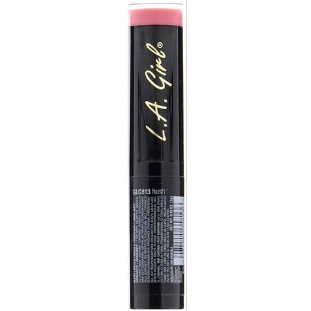 唇膏, 嘴唇: L.A. Girl, Matte Flat Velvet Lipstick, Hush, 0.10 oz (3 g)