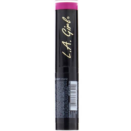 唇膏, 嘴唇: L.A. Girl, Matte Flat Velvet Lipstick, Manic, 0.10 oz (3 g)