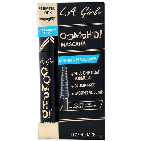睫毛膏, 眼睛: L.A. Girl, Oomph'd Mascara, Super Black, 0.27 fl oz (8 ml)