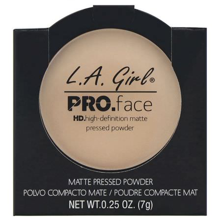 定型噴霧, 粉末: L.A. Girl, Pro Face HD Matte Pressed Powder, Classic Ivory, 0.25 oz (7 g)