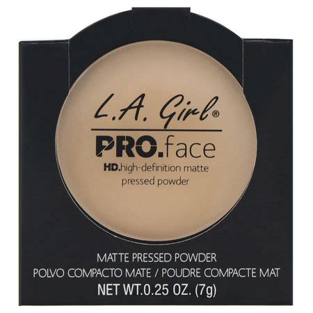 定型噴霧, 粉末: L.A. Girl, Pro Face HD Matte Pressed Powder, Nude Beige, 0.25 oz (7 g)