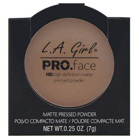 定型噴霧, 粉末: L.A. Girl, Pro Face HD Matte Pressed Powder, Warm Caramel, 0.25 oz (7 g)