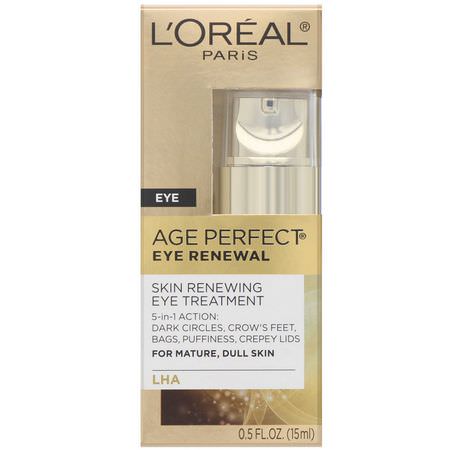 治療, 眼霜: L'Oreal, Age Perfect Eye Renewal, Skin Renewing Eye Treatment, 0.5 fl oz (15 ml)
