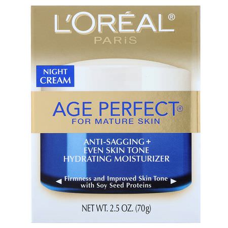 面部保濕霜, 護膚: L'Oreal, Age Perfect, Night Cream, 2.5 oz (70 g)