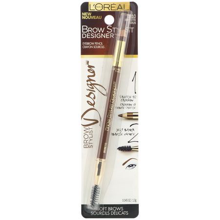 眉毛, 眼睛: L'Oreal, Brow Stylist Designer Eyebrow Pencil, 310 Brunette, 0.045 oz (1.3 g)