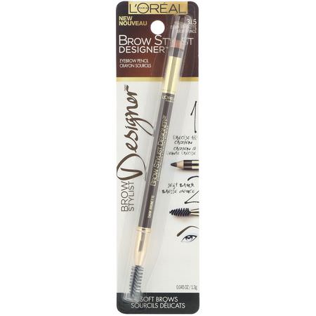 眉毛, 眼睛: L'Oreal, Brow Stylist Designer Eyebrow Pencil, 315 Dark Brunette, .045 oz (1.3 g)