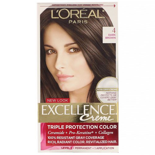 L'Oreal, Excellence Creme, Triple Protection Color, 4 Dark Brown, 1 Application Review