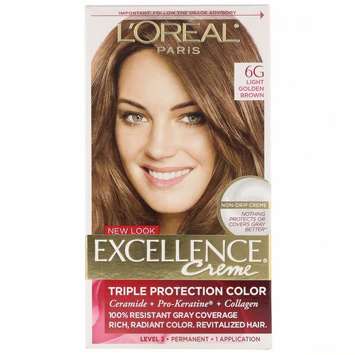 L'Oreal, Excellence Creme, Triple Protection Color, 6G Light Golden Brown, 1 Application Review
