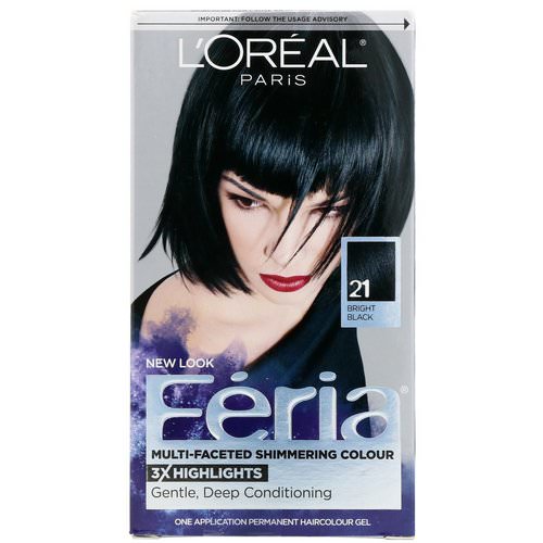 L'Oreal, Feria, Multi-Faceted Shimmering Color, 21 Bright Black, 1 Application Review