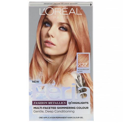 L'Oreal, Feria, Multi-Faceted Shimmering Color, 822 Medium Iridescent Blonde, 1 Application Review