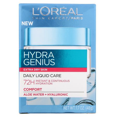面部保濕霜, 護膚: L'Oreal, Hydra Genius, Comfort Daily Liquid Care, Extra Dry Skin, 1.7 oz (48 g)