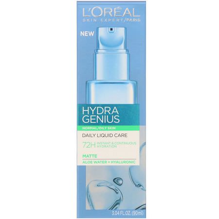 面部保濕霜, 護膚: L'Oreal, Hydra Genius, Matte Daily Liquid Care, Normal/Oily Skin, 3.04 fl oz (90 ml)