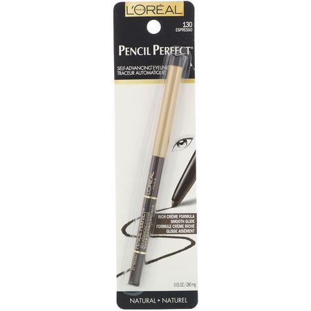 眼線液, 眼睛: L'Oreal, Pencil Perfect, Self-Advancing Eyeliner, 130 Espresso, .01 oz (280 mg)