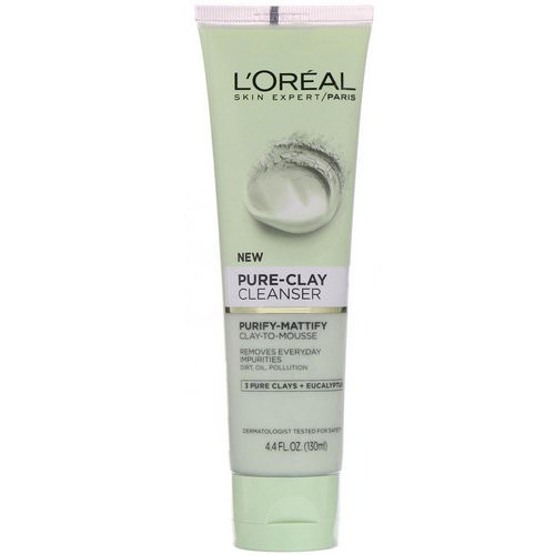L'Oreal, Pure-Clay Cleanser, Purify-Mattify, 3 Pure Clays + Eucalyptus, 4.4 fl oz (130 ml) Review