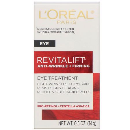 治療, 眼霜: L'Oreal, Revitalift Anti-Wrinkle & Firming, Eye Treatment, 0.5 fl oz (14 g)