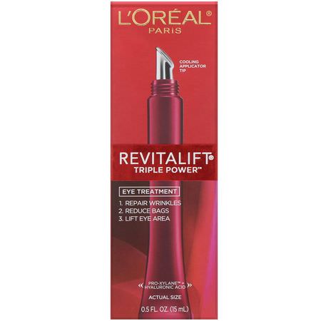 治療, 眼霜: L'Oreal, Revitalift Triple Power, Eye Treatment, 0.5 fl oz (15 ml)
