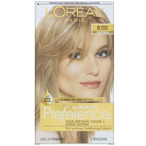 L'Oreal, Superior Preference, Fade-Defying Color + Shine System, Natural, 8 Medium Blonde, 1 Application Review