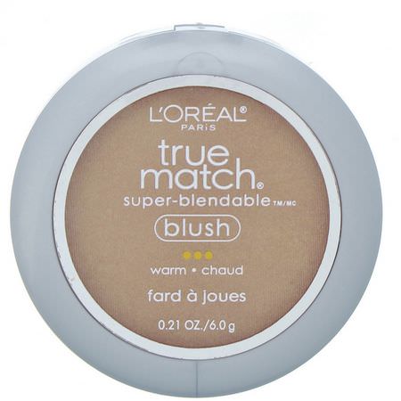 臉紅, 臉部: L'Oreal, True Match Super-Blendable Blush, W1-2 Bare Honey, 0.21 oz (6 g)