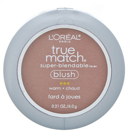 臉紅, 臉部: L'Oreal, True Match Super-Blendable Blush, W3-4 Barely Blushing, .21 oz (6 g)
