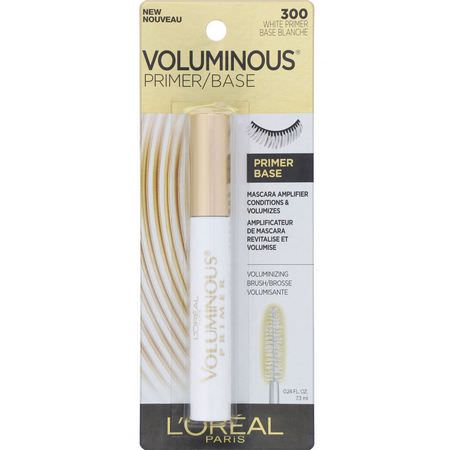 睫毛膏, 眼睛: L'Oreal, Voluminous Primer, 300 White Primer, 0.24 fl oz (7.3 ml)