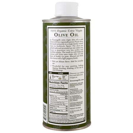 橄欖油, 醋: La Tourangelle, 100% Organic Extra Virgin Olive Oil, 25.4 fl oz (750 ml)