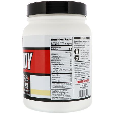 乳清蛋白, 運動營養: Labrada Nutrition, Lean Body, Premium Whey Protein, Vanilla, 1.5 lbs (680 g)