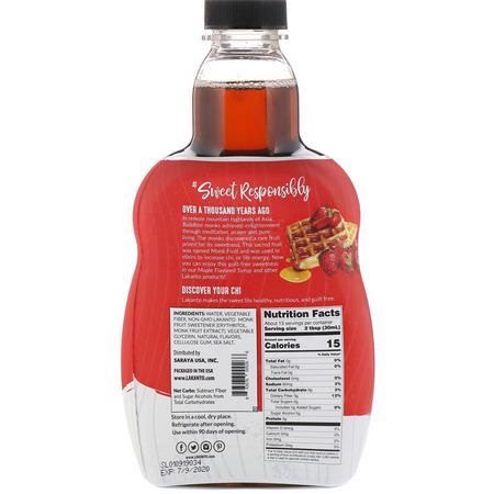 和尚水果羅漢, 甜味劑: Lakanto, Monkfruit Sweetened Maple Flavored Syrup, 13 fl oz (384 ml)