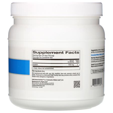 肌醇, 維生素B: Lake Avenue Nutrition, Inositol Powder, Unflavored, 16 oz (454 g)