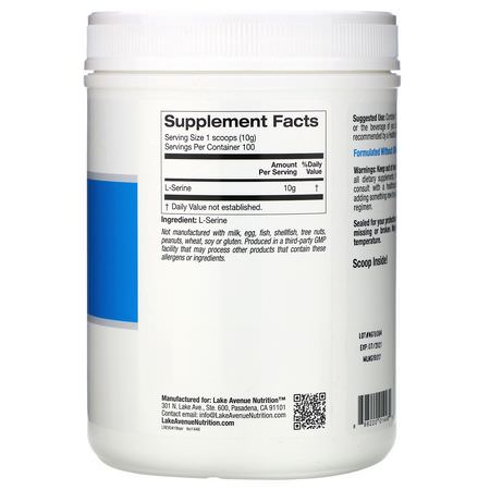 L-絲氨酸, 氨基酸: Lake Avenue Nutrition, L-Serine, Unflavored Powder, 2.2 lb (1 kg)