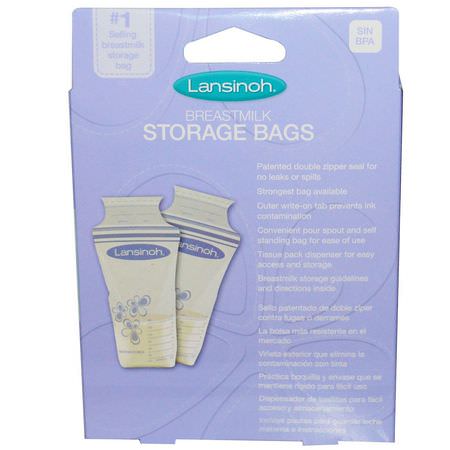 母乳喂養, 母乳存儲: Lansinoh, Breastmilk Storage Bags, 25 Pre-Sterilized Bags