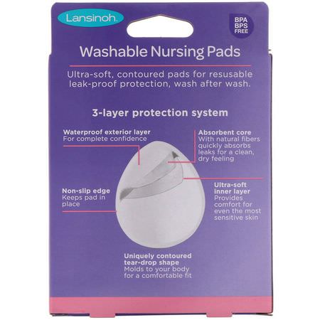 產婦護理墊: Lansinoh, Washable Nursing Pads, 4 Pads & Wash Bag