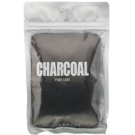 面膜, 口罩: Lapcos, Daily Skin Mask Charcoal, Pore Care, 5 Sheets, 0.84 fl oz (25 ml) Each