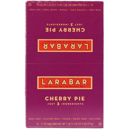 能量棒, 運動棒: Larabar, Cherry Pie, 16 Bars, 1.7 oz (48 g) Each