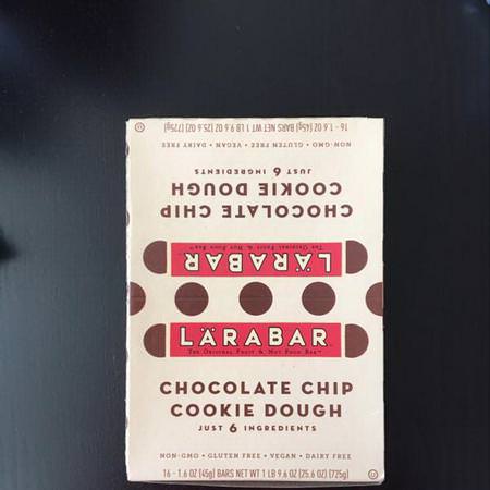 Larabar, Chocolate Chip Cookie Dough, 16 Bars, 1.6 oz (45 g) Each