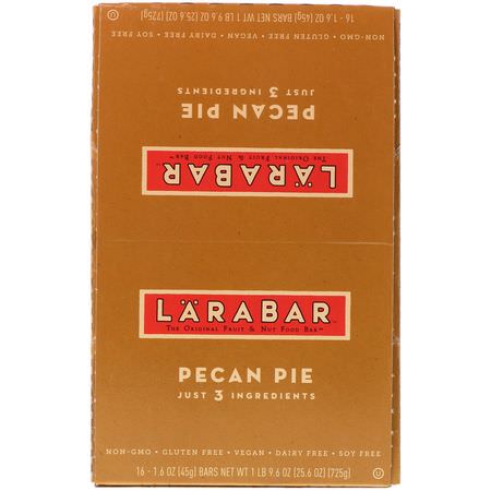 能量棒, 運動棒: Larabar, Pecan Pie, 16 Bars, 1.6 oz (45 g) Each