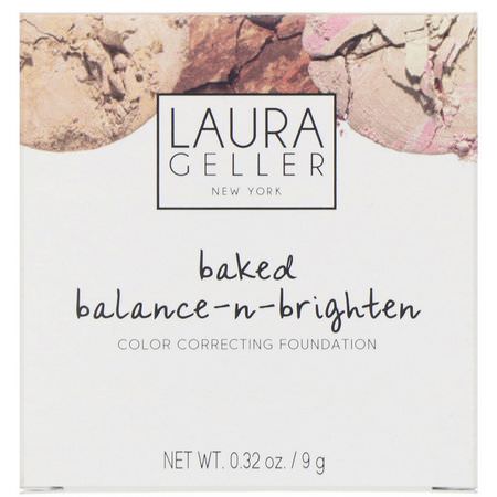 基礎, 臉部: Laura Geller, Baked Balance-N-Brighten, Color Correcting Foundation, Fair, 0.32 oz (9 g)