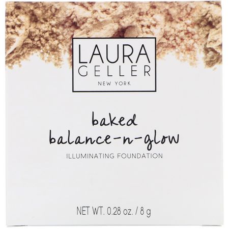基礎, 臉部: Laura Geller, Baked Balance-N-Glow, Illuminating Foundation, Fair, 0.28 oz (8 g)