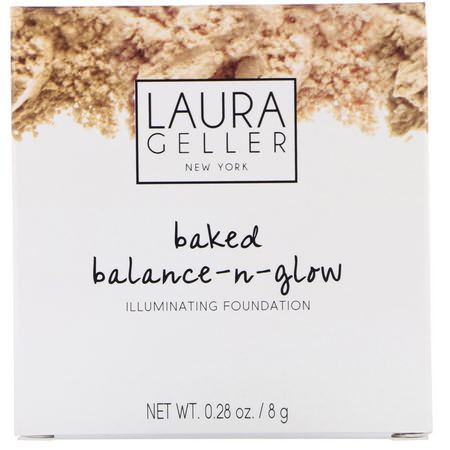 基礎, 臉部: Laura Geller, Baked Balance-N-Glow, Illuminating Foundation, Light, 0.28 oz (8 g)