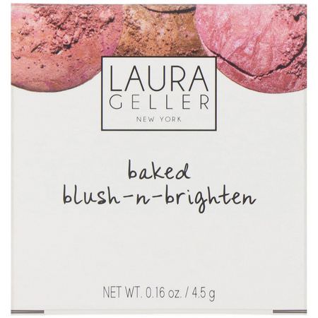 臉紅, 臉部: Laura Geller, Baked Blush-N-Brighten, Pink Buttercream, 0.16 oz (4.5 g)