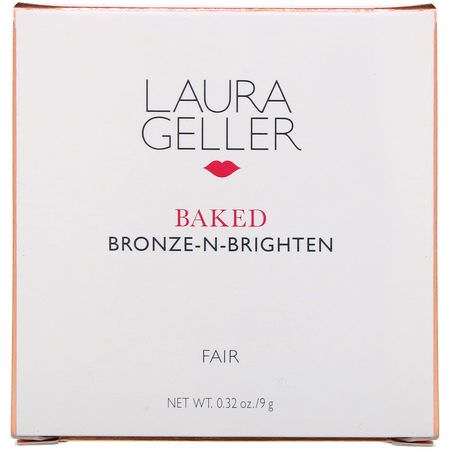 古銅色, 臉部: Laura Geller, Baked Bronze-N-Brighten, Fair, 0.32 oz (9 g)