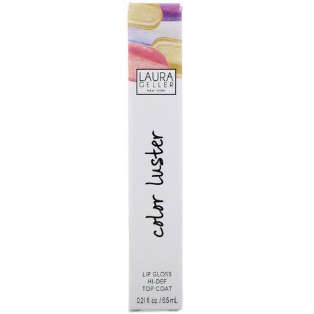 唇彩, 嘴唇: Laura Geller, Color Luster, Lip Gloss Hi-Def Top Coat, Diamond Dust, 0.21 fl oz (6.5 ml)