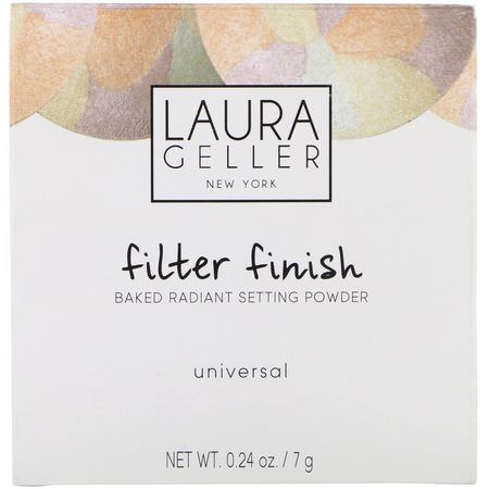 定型噴霧, 粉末: Laura Geller, Filter Finish, Baked Radiant Setting Powder, Universal, 0.24 oz (7 g)