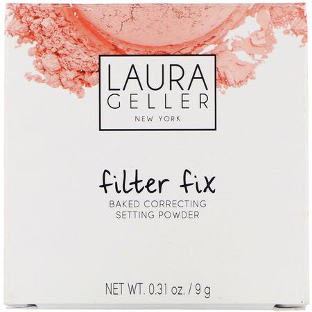 定型噴霧, 粉末: Laura Geller, Filter Fix, Baked Correcting Setting Powder, Universal Apricot, 0.31 oz (9 g)